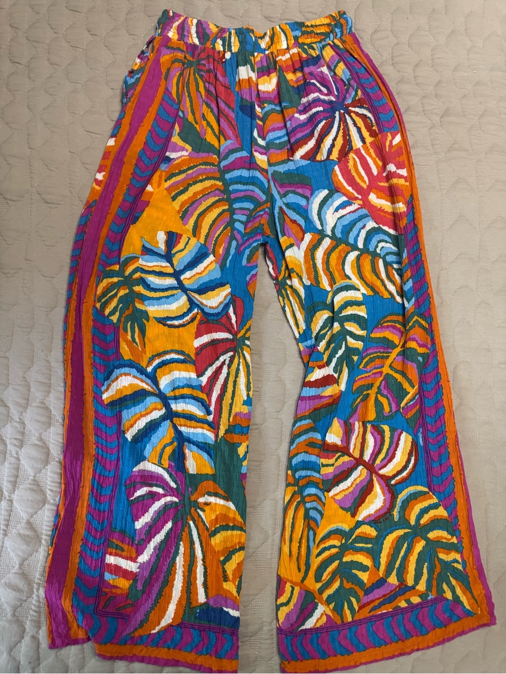 Christian Siriano NY Small Palazzo Pants WideLeg Tropical Womens Beaded Ties - Picture 5 of 8